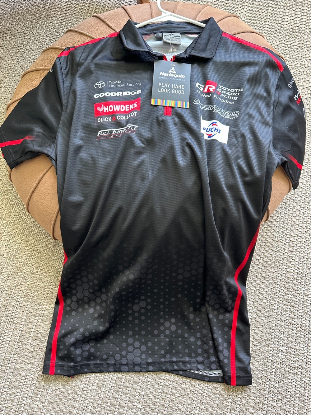Toyota Racing Black Polo with Red Accents